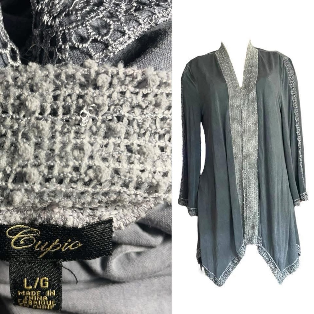 Cupio Blue Lace Trim Cardigan
